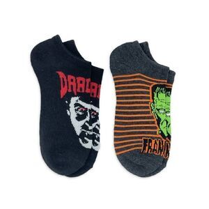 Monsters Women's No-Show Socks, 2-Pack, Size 4-10 Frankenstein & Dracula